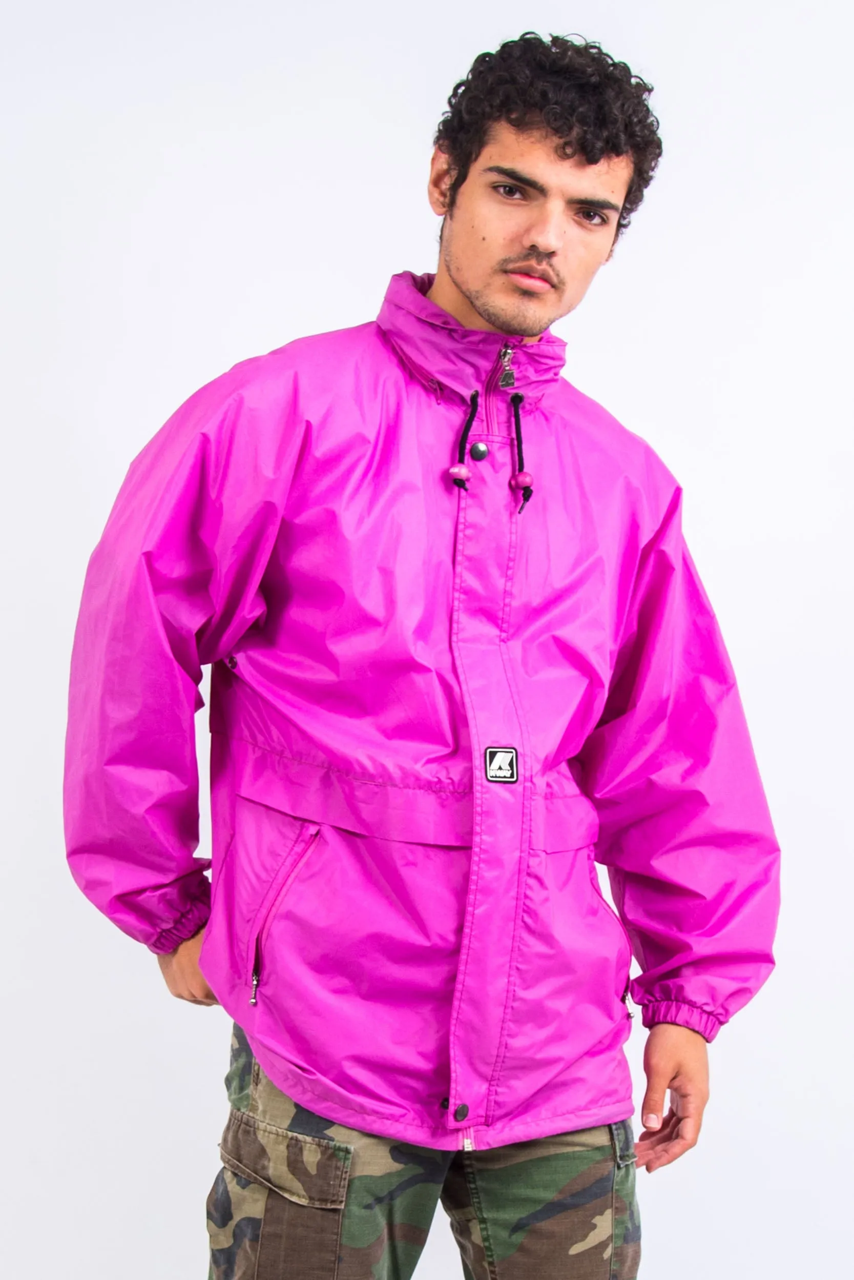 00's Pink K-Way Waterproof Rain Jacket