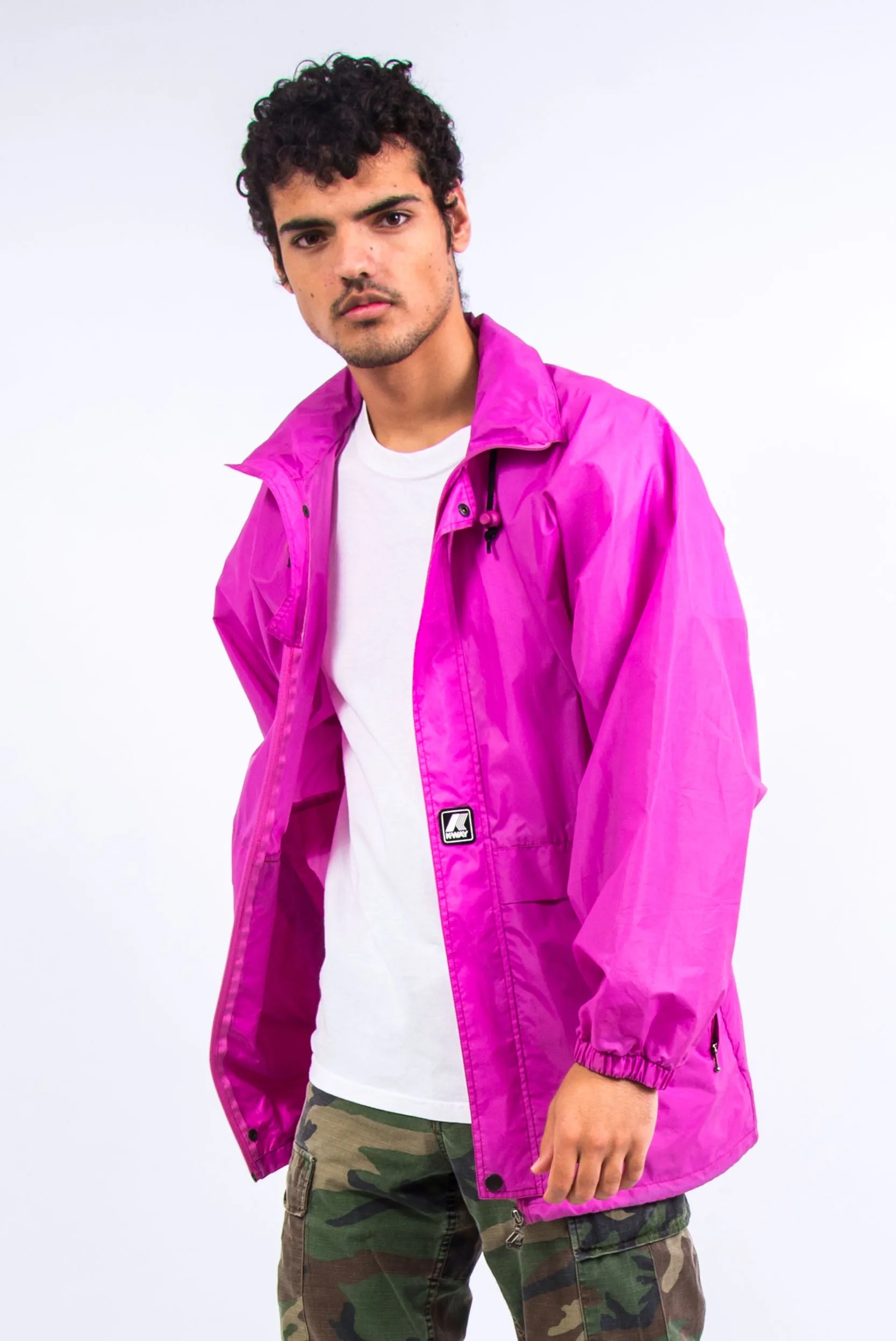 00's Pink K-Way Waterproof Rain Jacket
