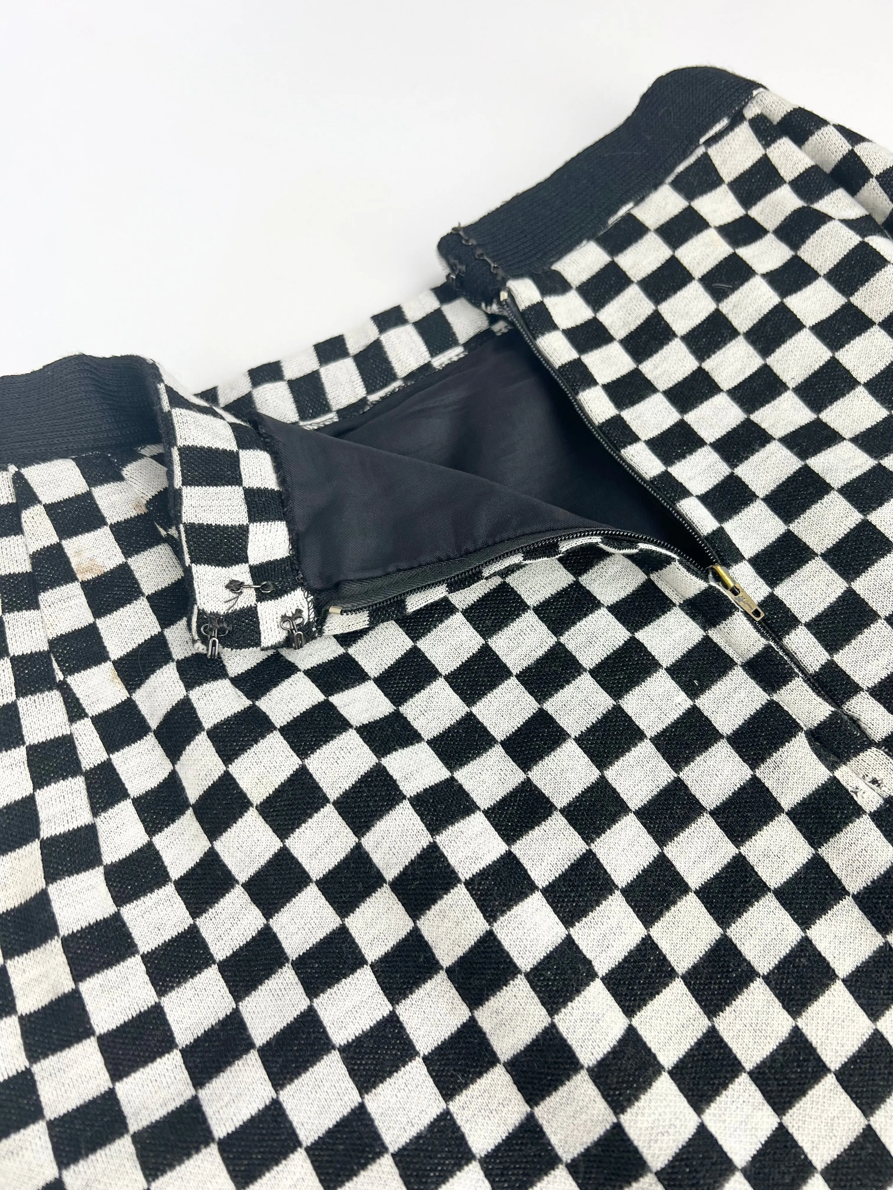 60s Mod Checkerboard Knit Pencil Skirt - AU8