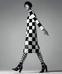 60s Mod Checkerboard Knit Pencil Skirt - AU8