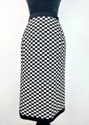 60s Mod Checkerboard Knit Pencil Skirt - AU8