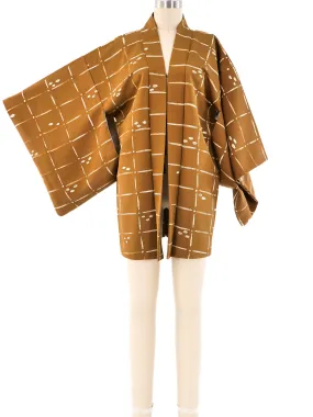 Abstract Printed Khaki Kimono