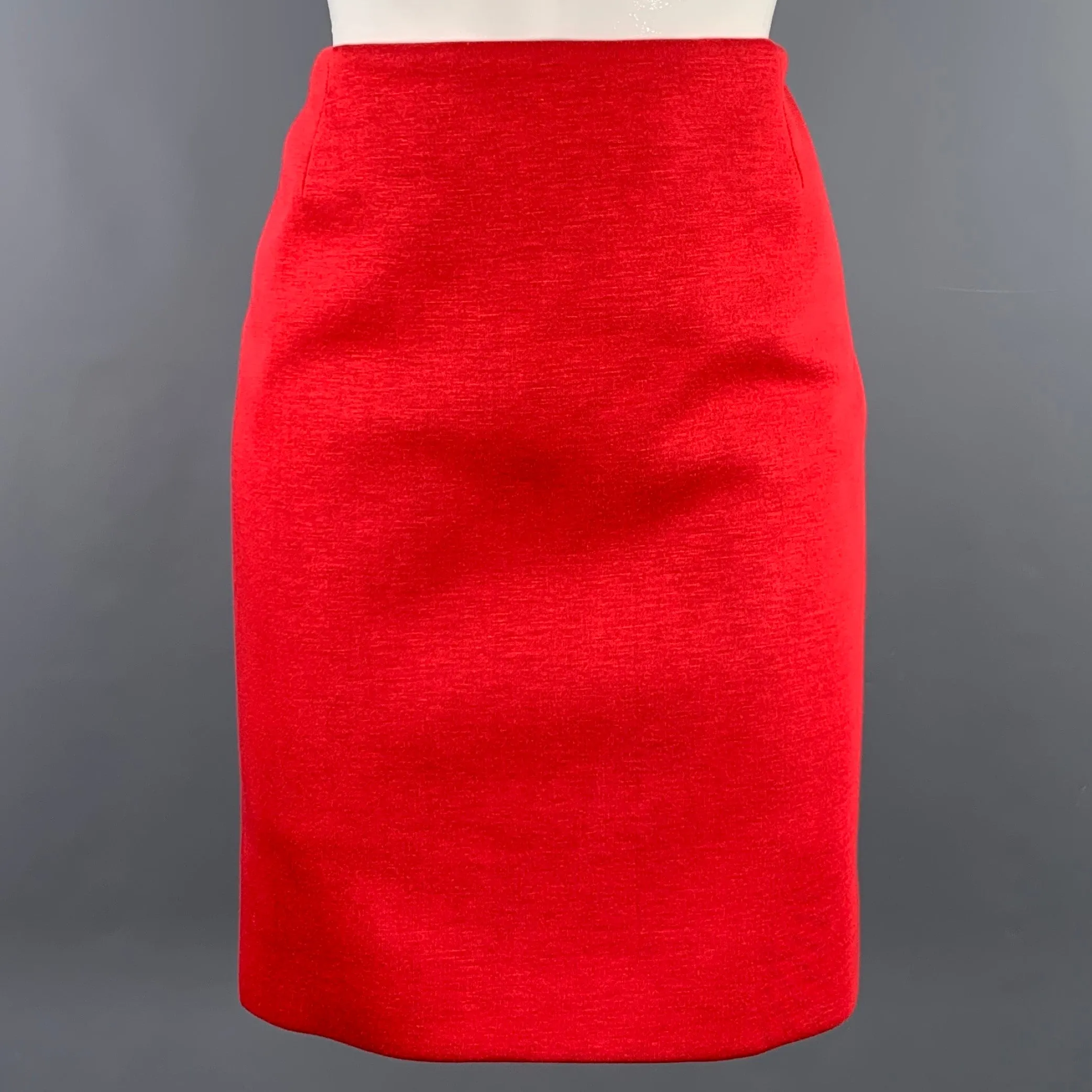 AKRIS Size 4 Red Viscose Two Tone Pencil Mini Skirt