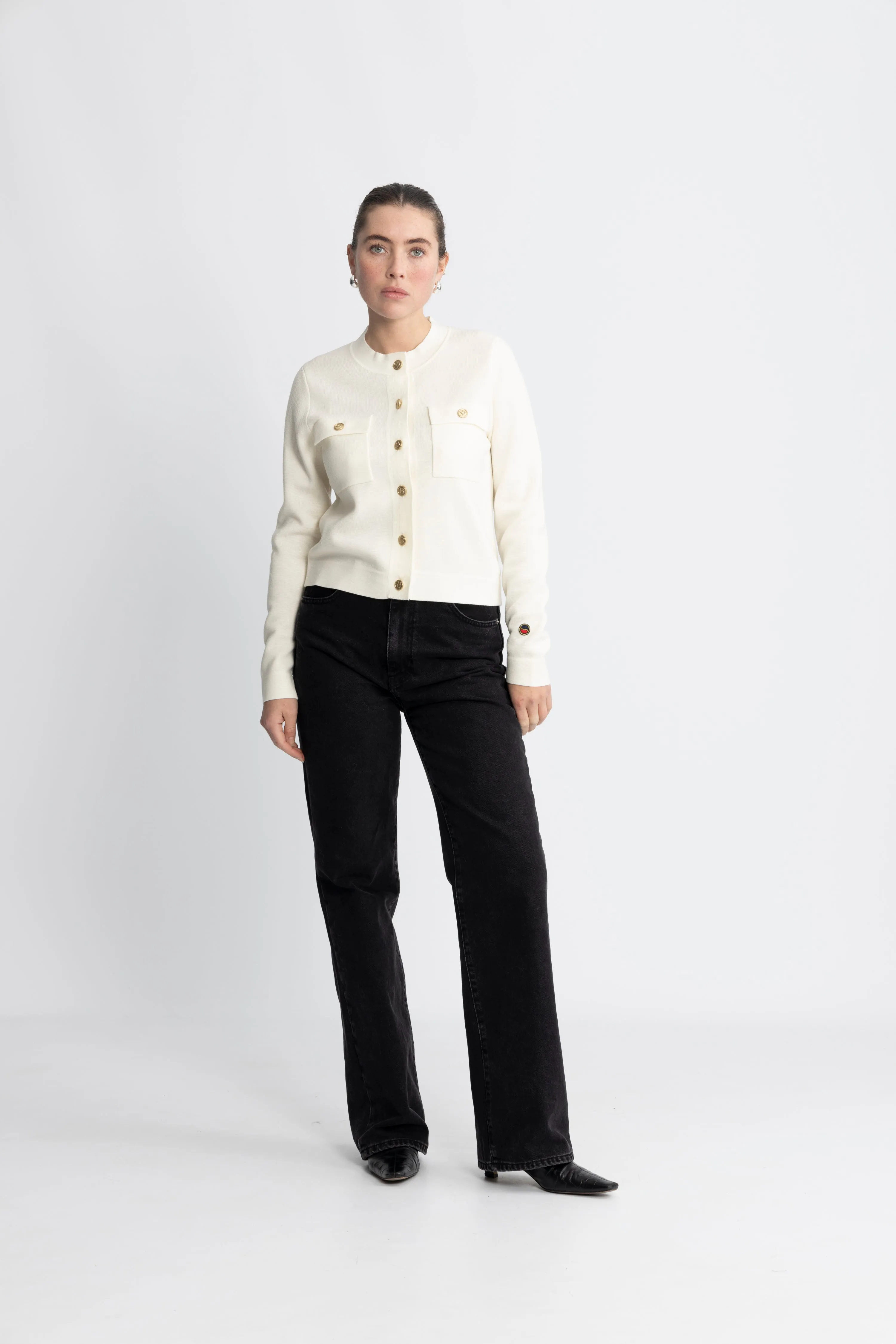 Allie Solid Cardigan - Ecru