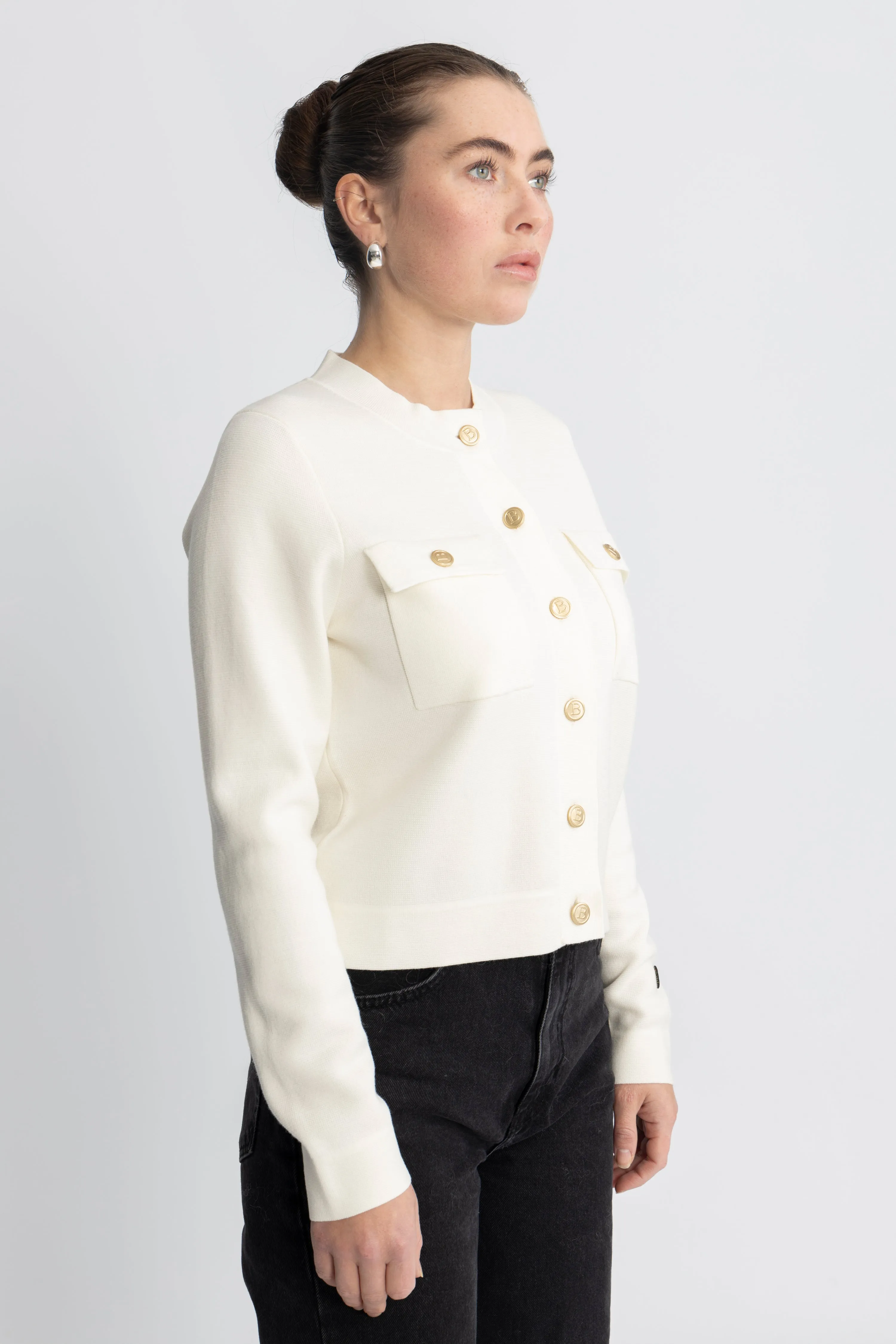 Allie Solid Cardigan - Ecru