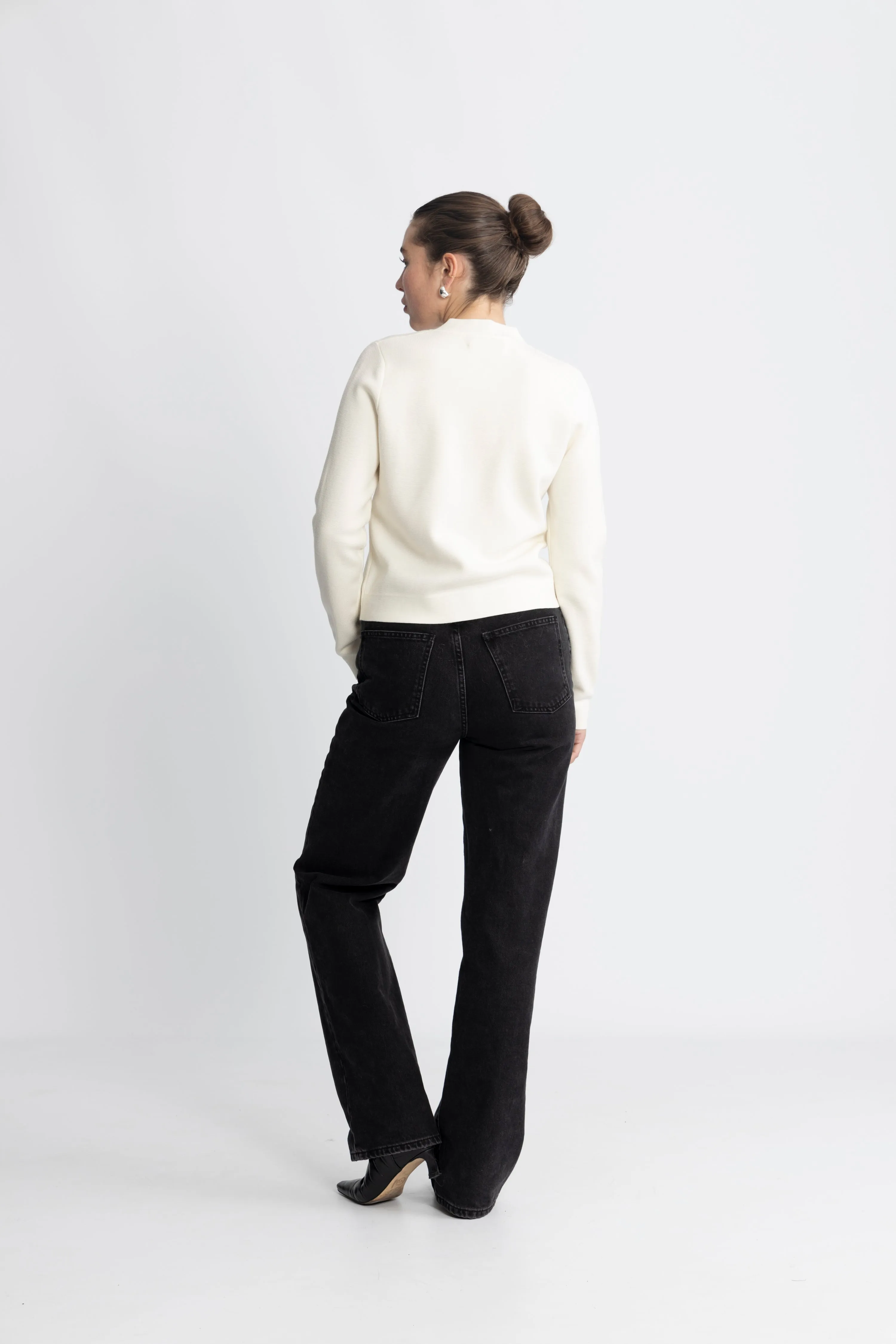 Allie Solid Cardigan - Ecru