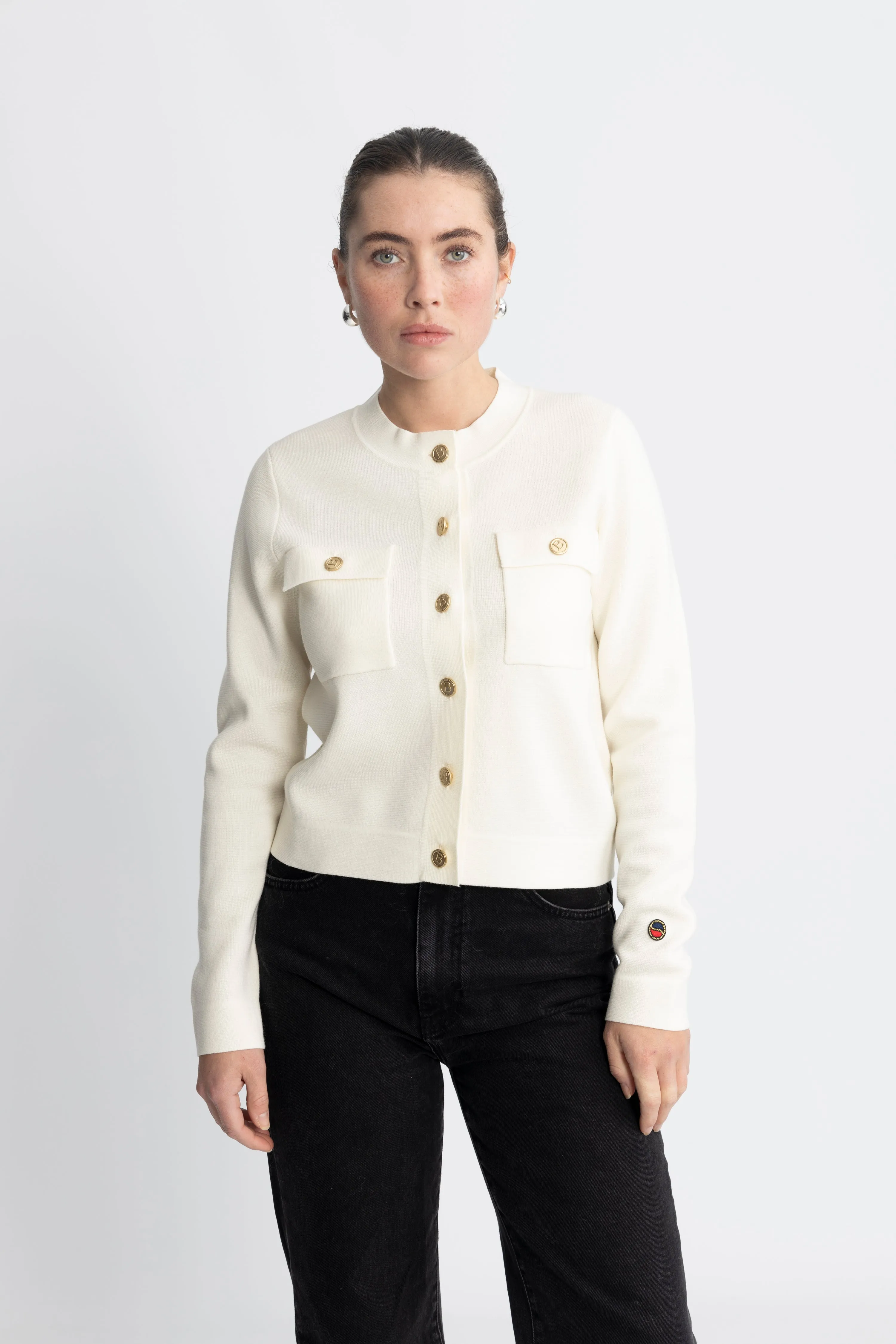 Allie Solid Cardigan - Ecru