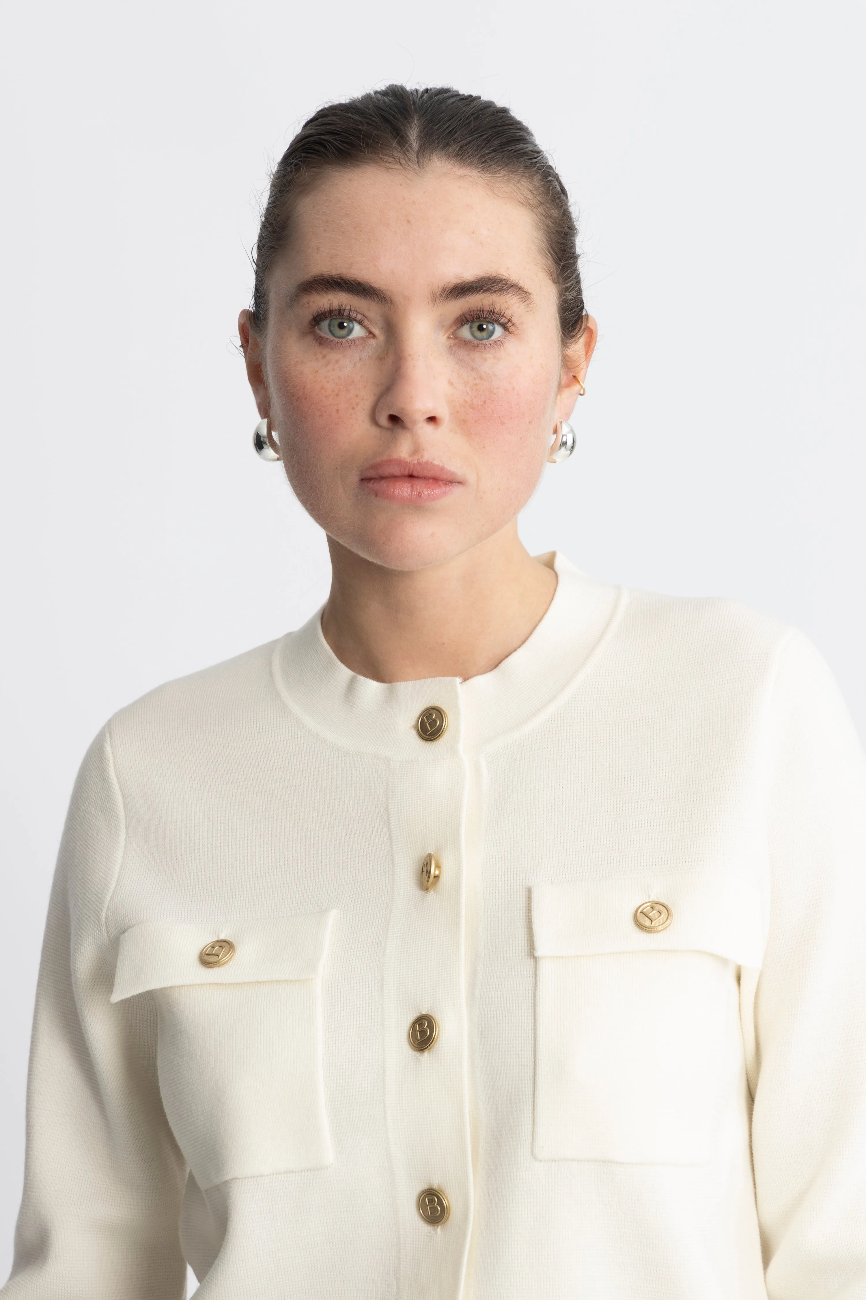 Allie Solid Cardigan - Ecru
