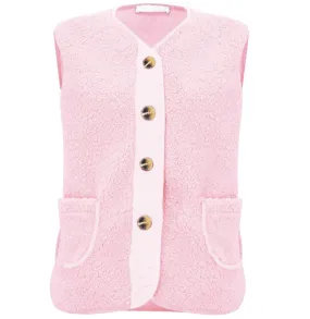 Amazing Woman Teddy Warm Borg Gilet - Pale Pink