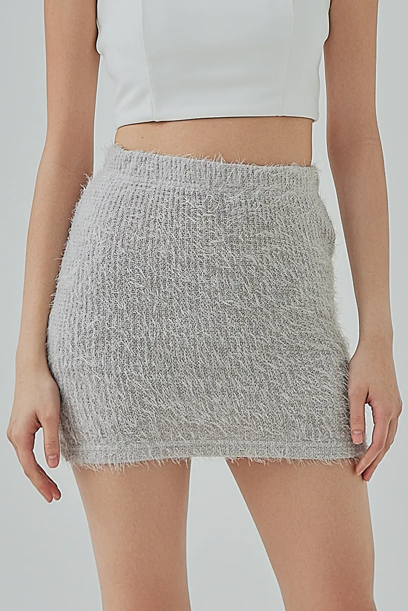 Auslyn Furry Knit Mini Skirt