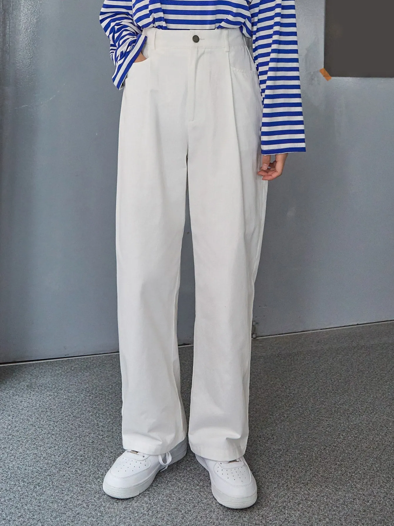 Basics Plain Pocket Natural Long Women Pants