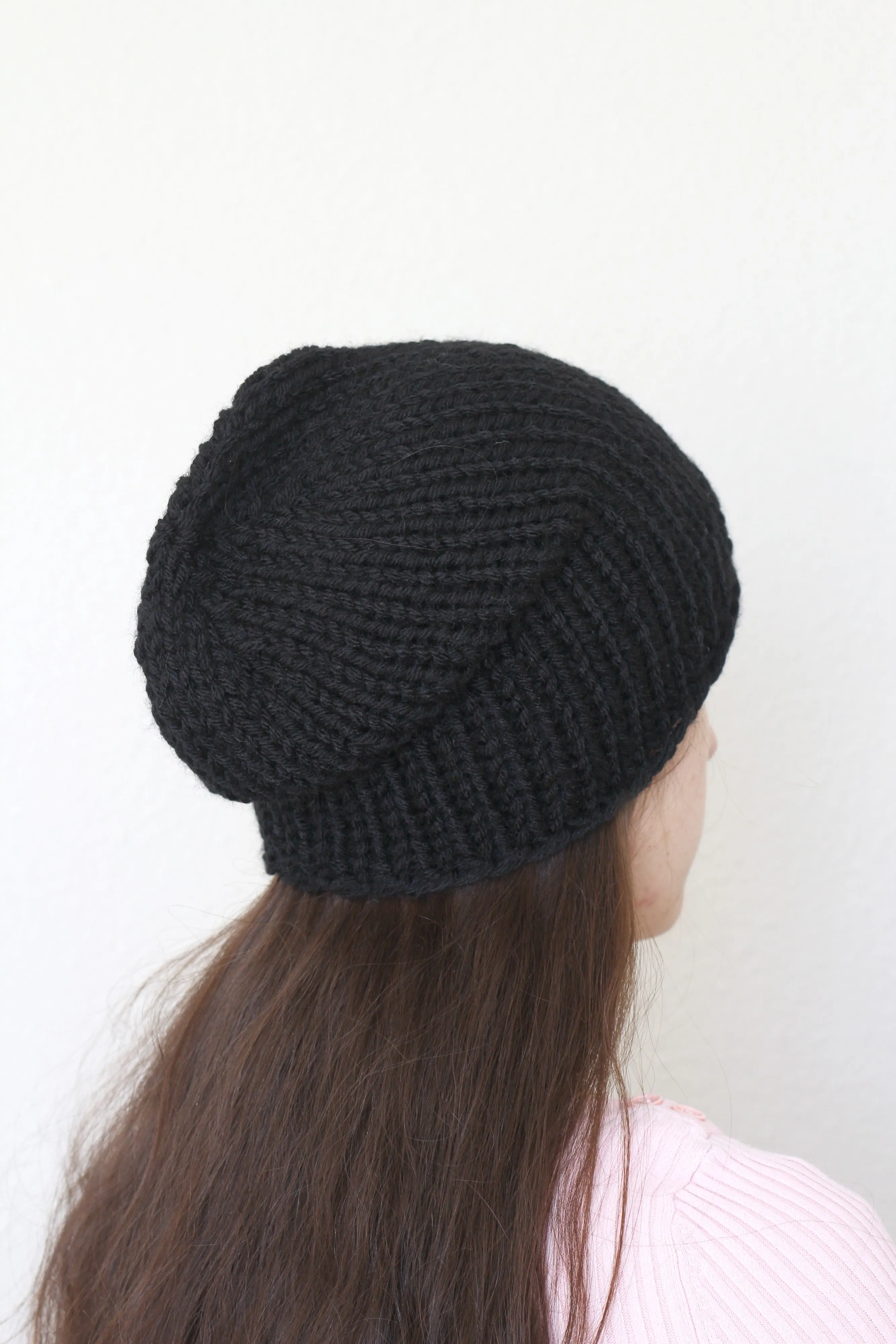 Beanie hat, knit hat, slouchy hat, knit beanie in dark grey color tweed hat