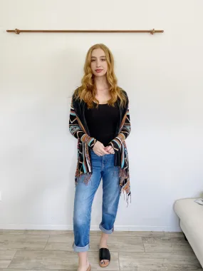 Billabong Fringe Aztec Knit Cardigan Sweater Small