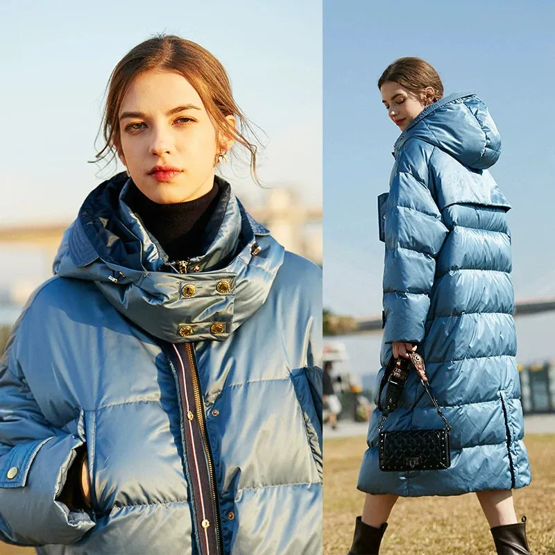 Blue Long Puffer Coat