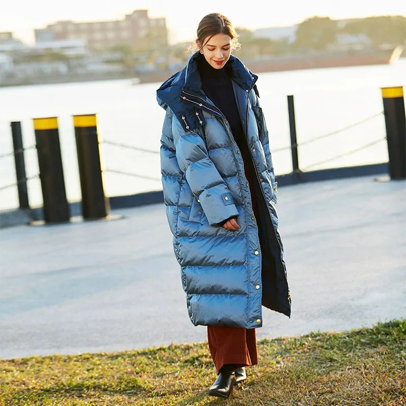 Blue Long Puffer Coat