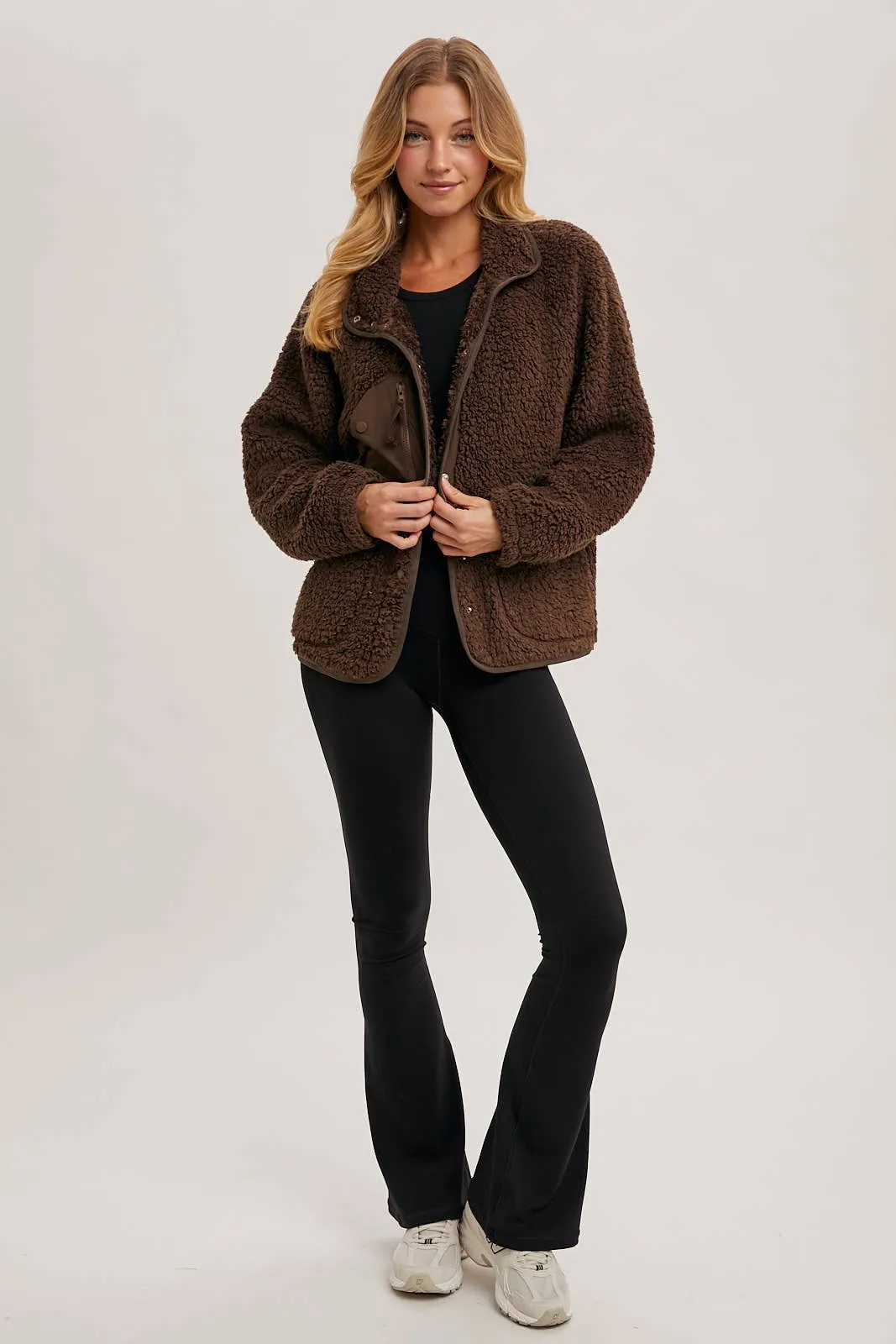 Button Down Fleece Sherpa Jacket