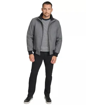 Calvin Klein Men's Wool Bomber Jacket With Knit Trim  Charcoal  Large