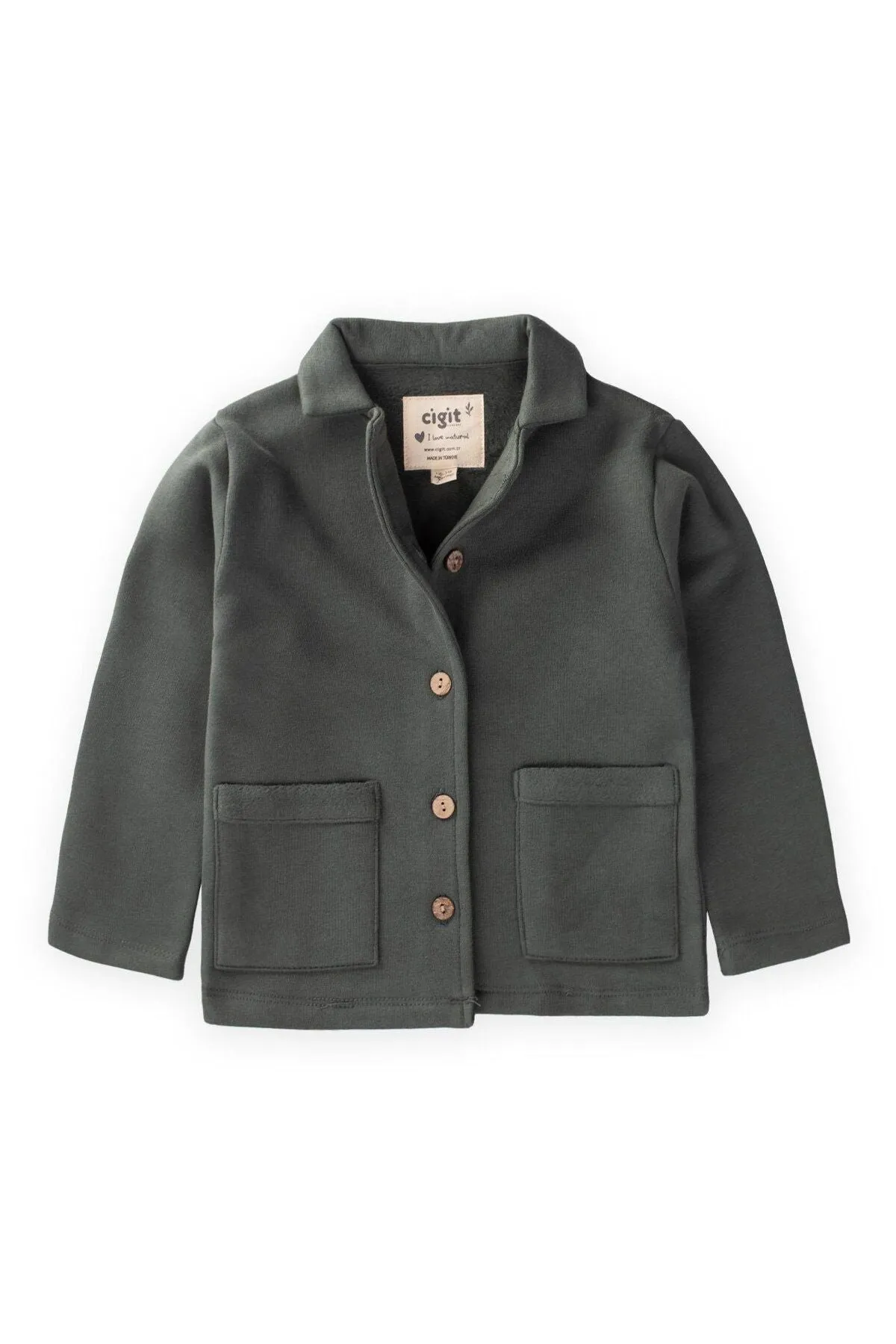 Cardigan with jacket collar 1-5 years old khaki green