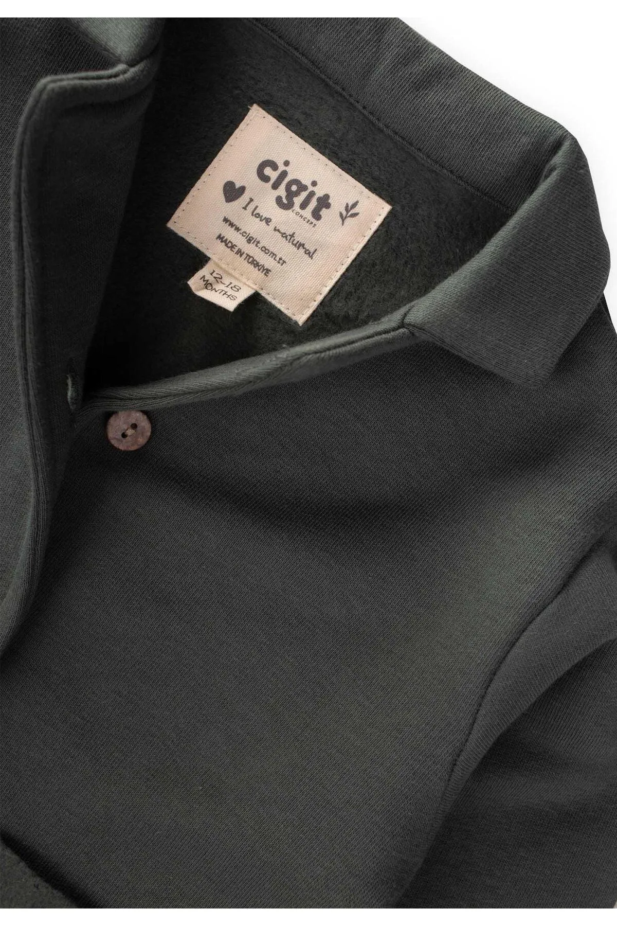Cardigan with jacket collar 1-5 years old khaki green