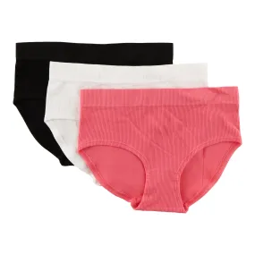 Carisma Women's Seamless Ribbed Hipster Underwear, 3-Pack