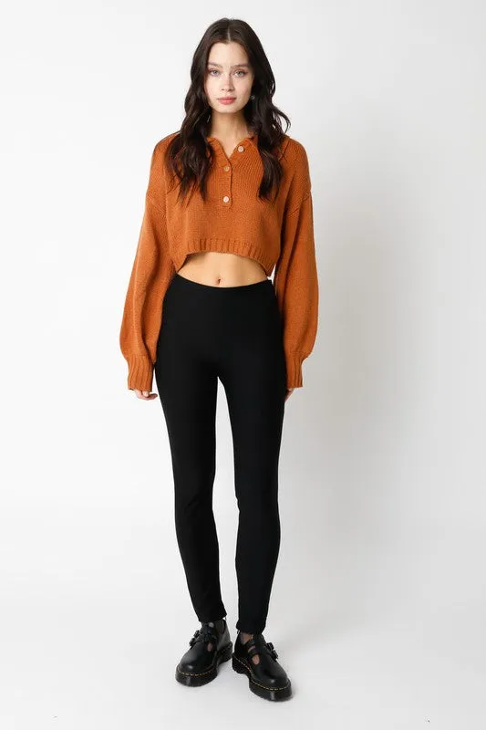 Casey Crop Button Sweater