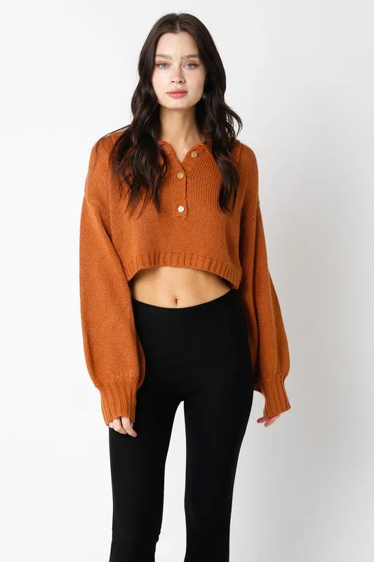 Casey Crop Button Sweater