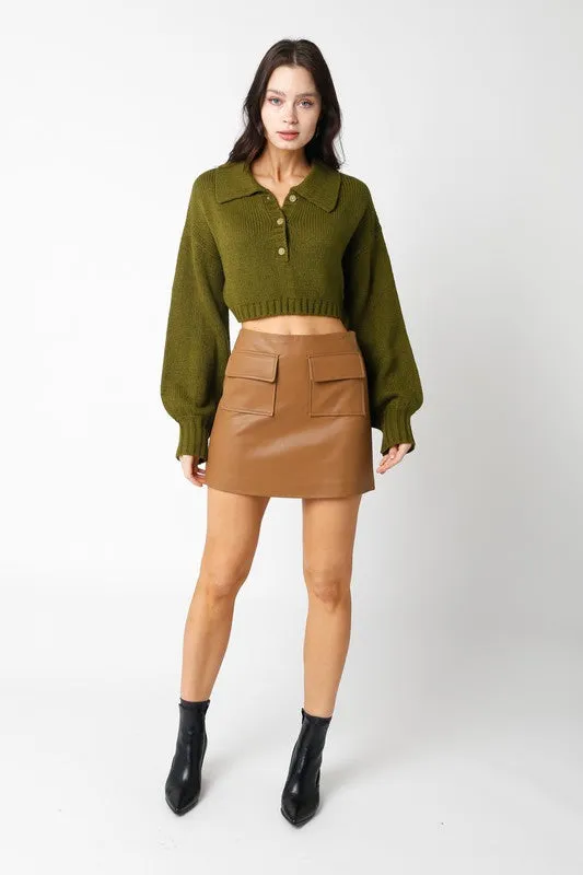 Casey Crop Button Sweater