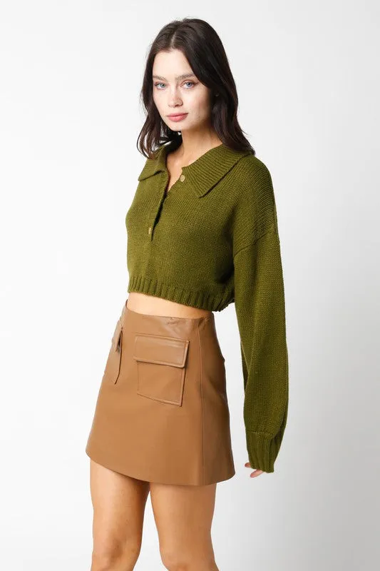 Casey Crop Button Sweater