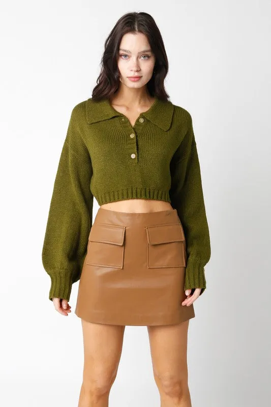 Casey Crop Button Sweater