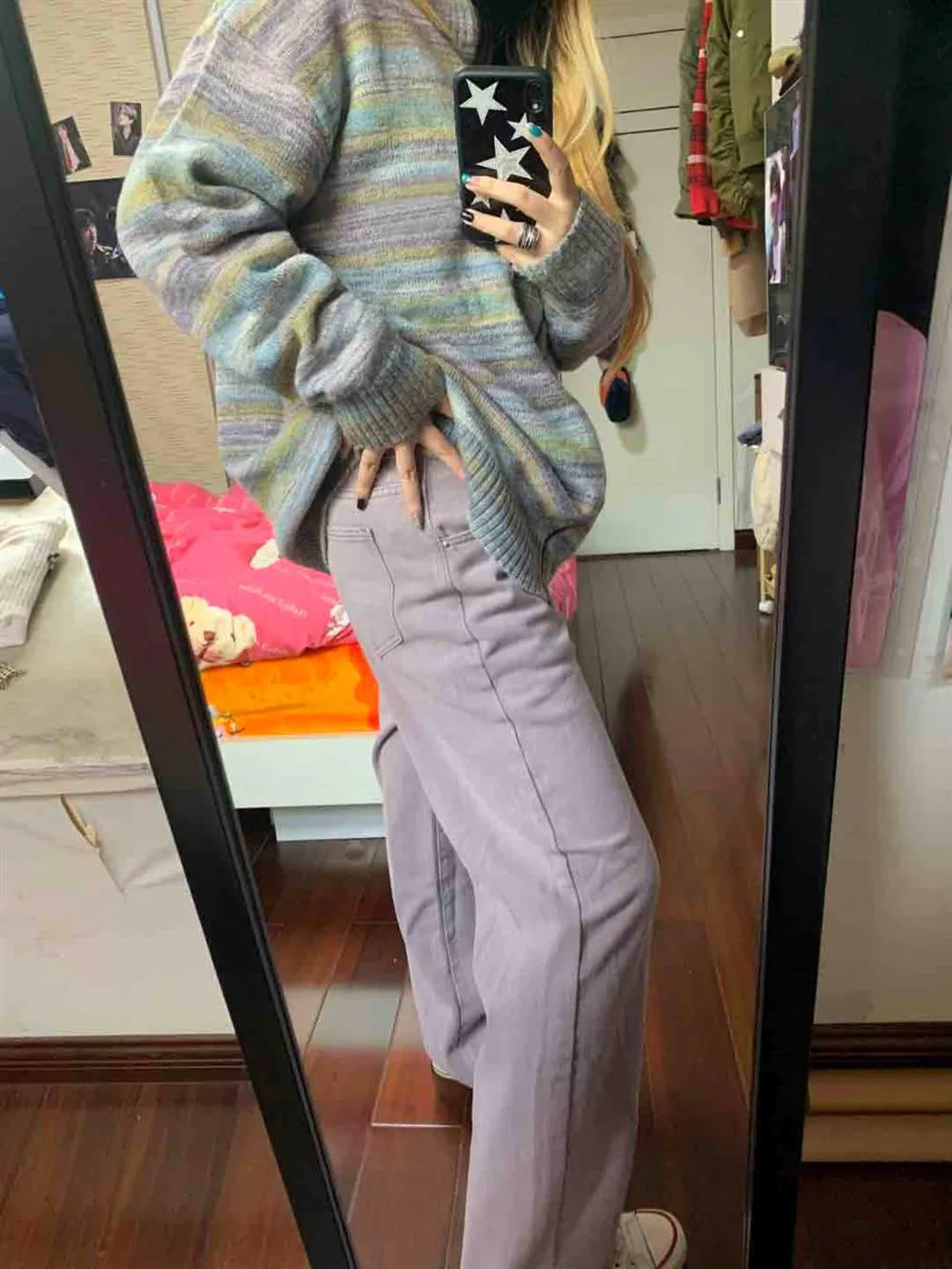 christmas outfit Sonicelife Zip Up Striped Knit Cardigan