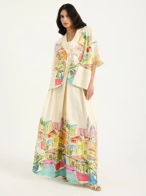 City Printed Cotton-poplin Jacket & Skirt Set