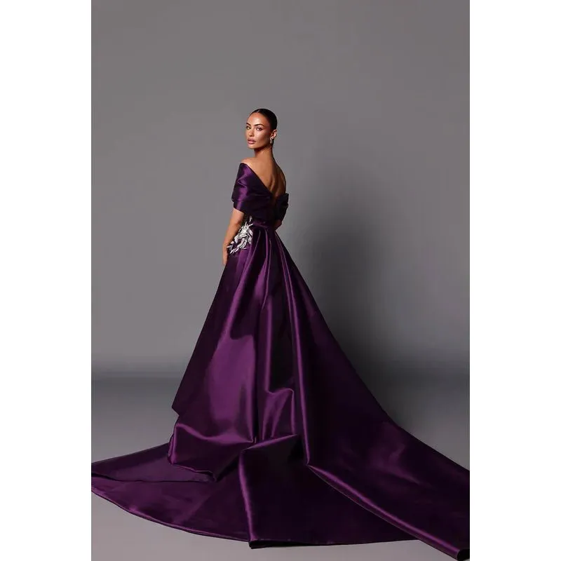Classic & Timeless Off-Shoudler Side Slit Sheath Party Prom Dress