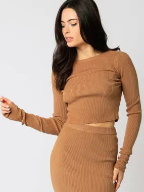 Courtney Tan Ribbed Crop Top