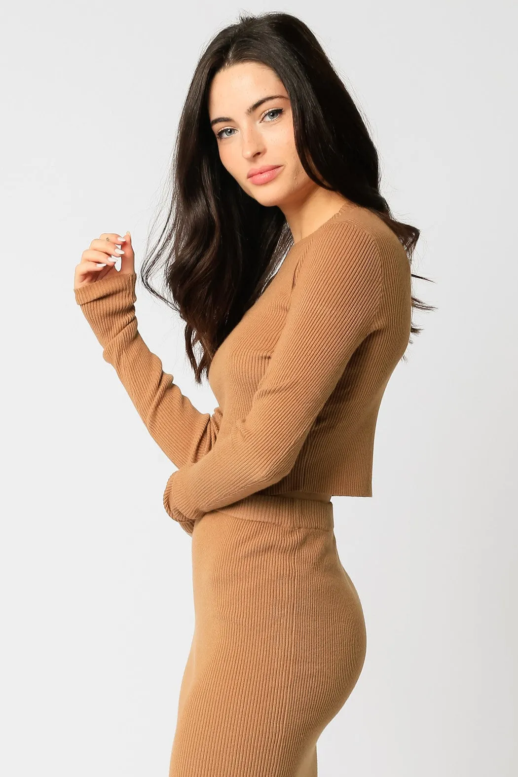 Courtney Tan Ribbed Crop Top