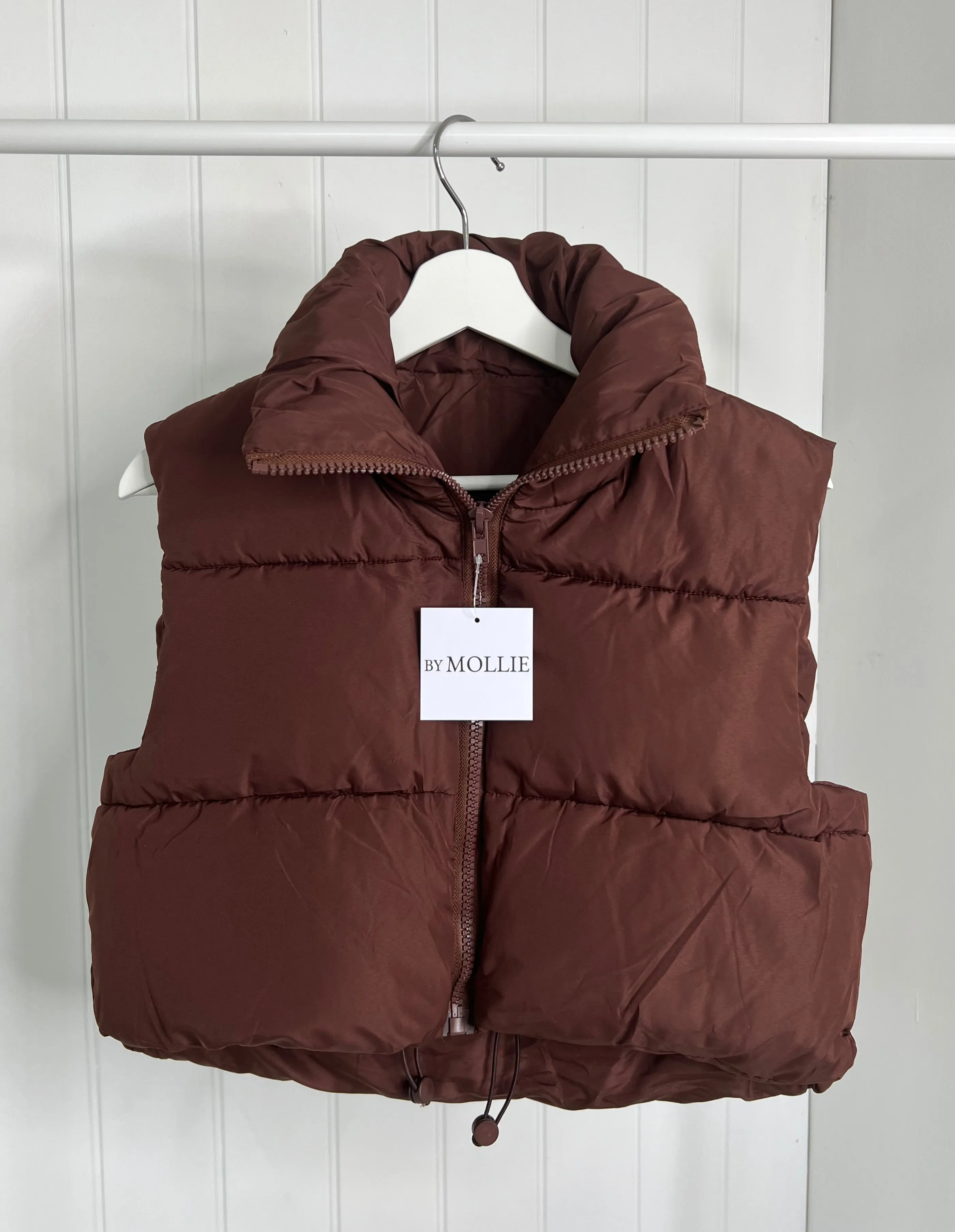 CROPPED CHOCOLATE BROWN BODYWARMER