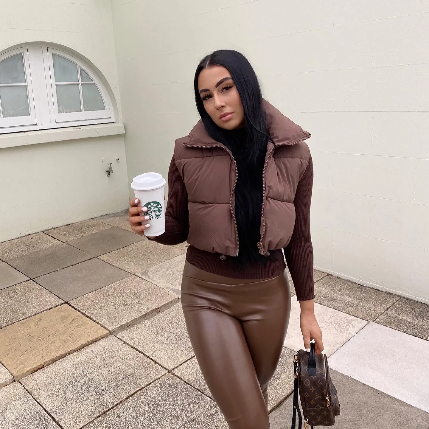 CROPPED CHOCOLATE BROWN BODYWARMER