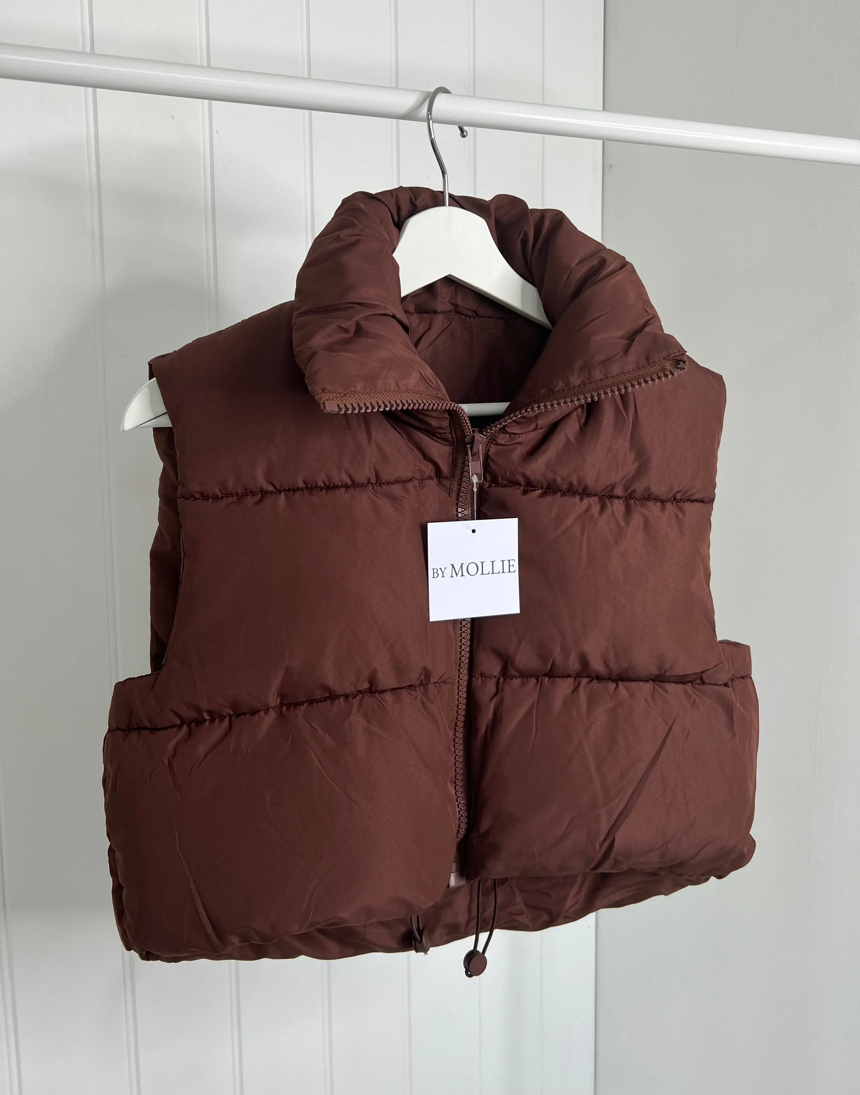 CROPPED CHOCOLATE BROWN BODYWARMER