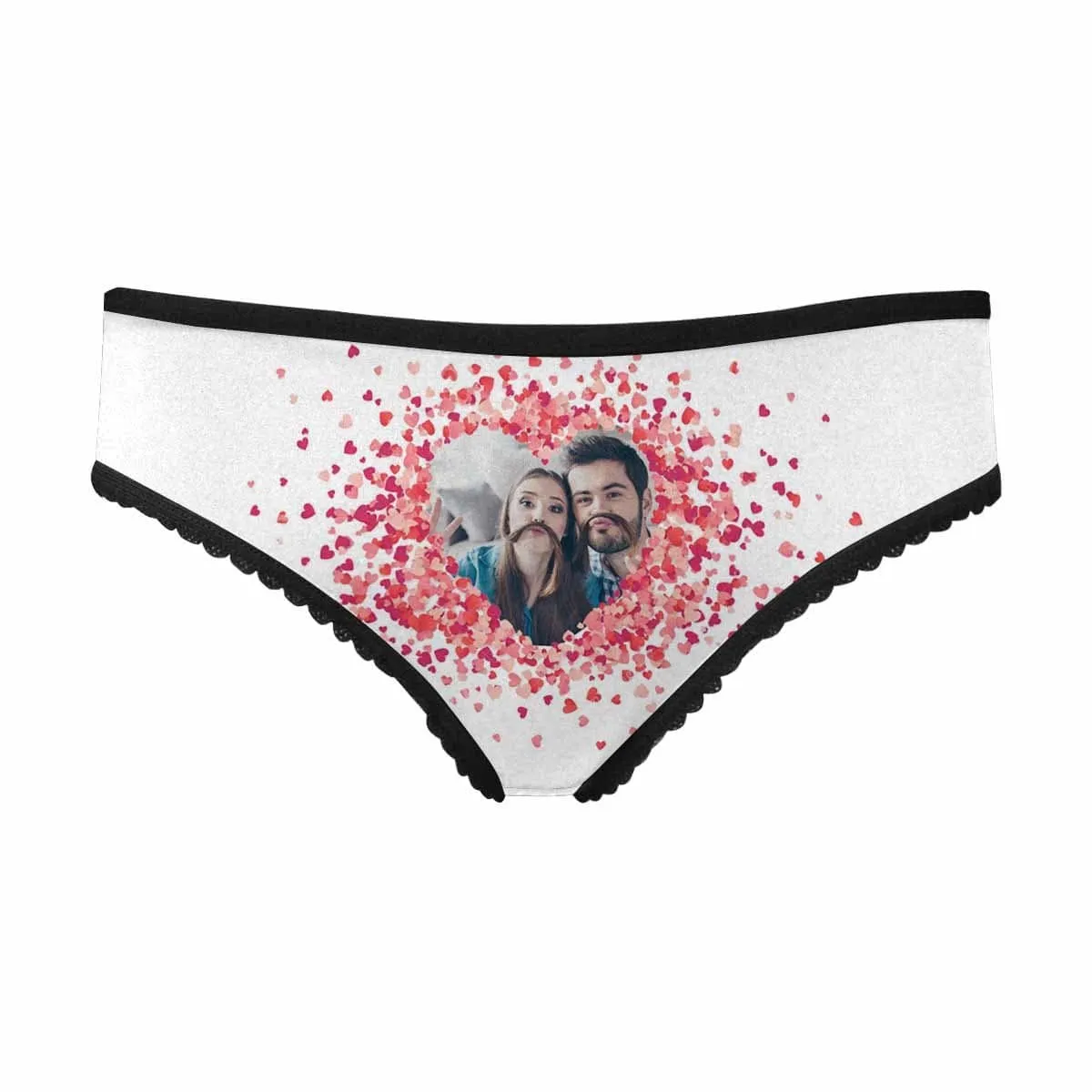 Custom Face Underwear for Women Personalized Scattered Love Women's All Over Print High-cut Briefs