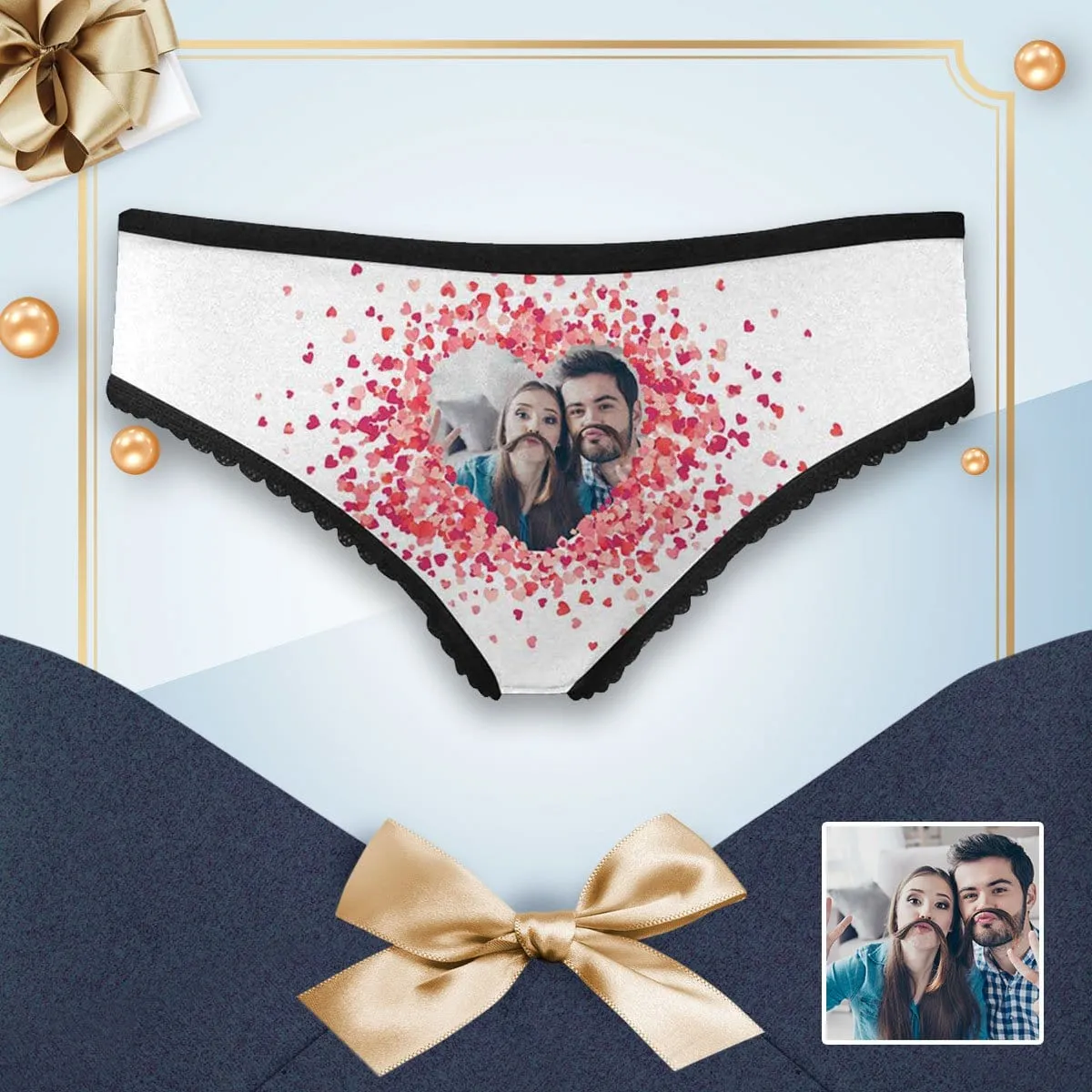 Custom Face Underwear for Women Personalized Scattered Love Women's All Over Print High-cut Briefs