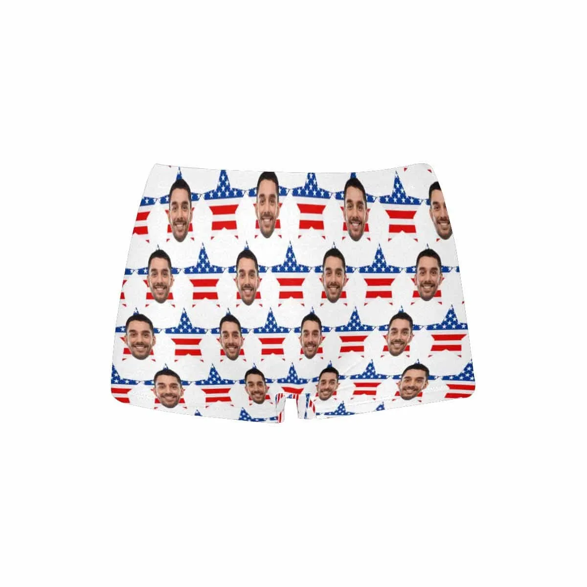 Custom Flag Stars Underwear for Women Personalized Face Women's Boyshort Panties