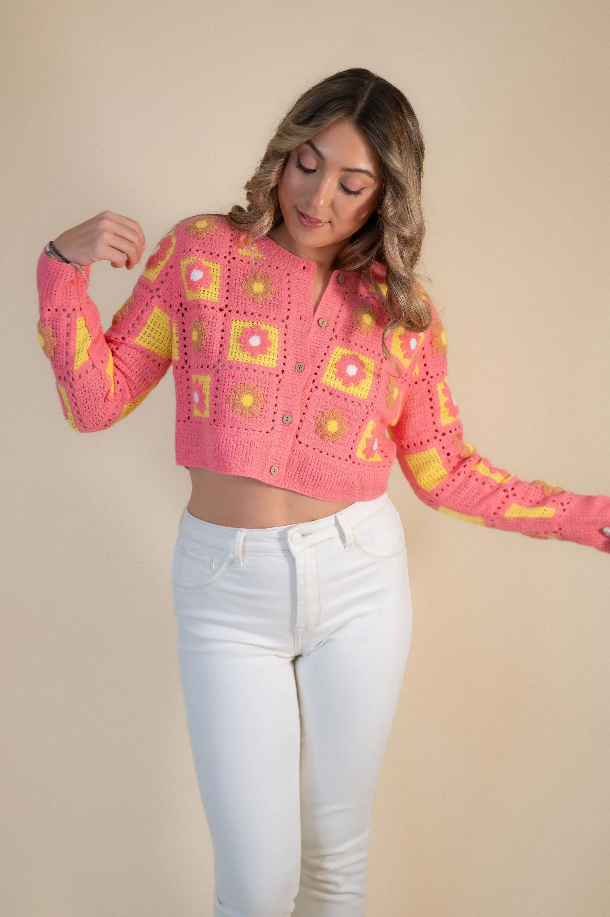 Daisy Fields Crochet Crop Sweater