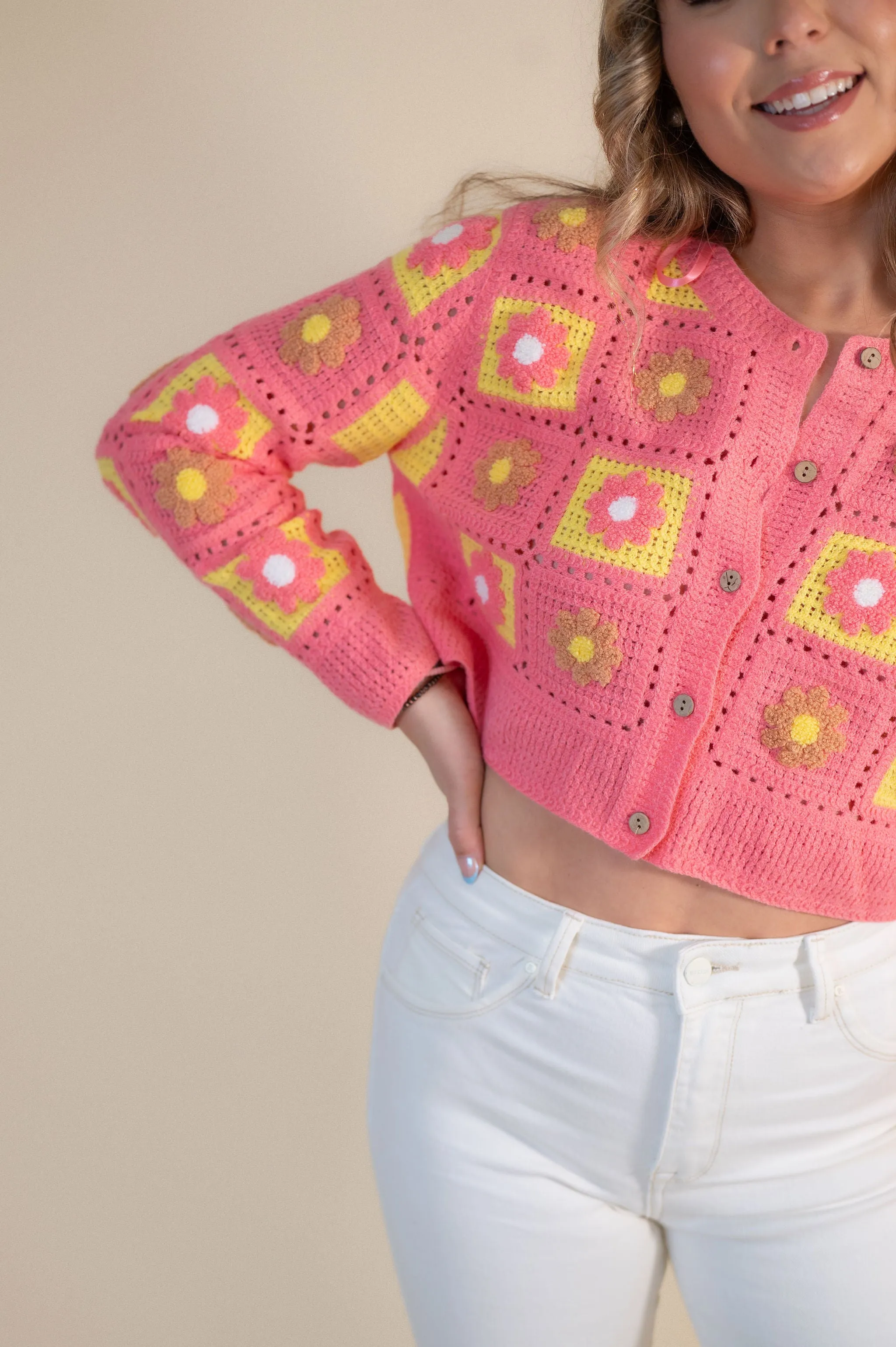 Daisy Fields Crochet Crop Sweater
