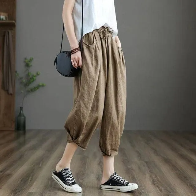 Day in Bali High Waist 3/4 Linen Pants