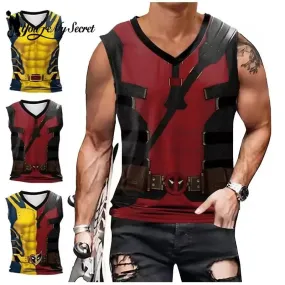 Deadpool Wolverine Cosplay Superhero Printed Vest Comic Compression Workout Bodybuilding Tank Tops