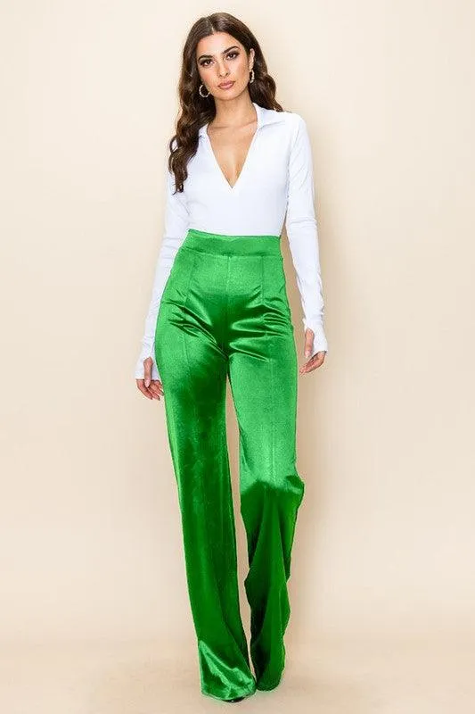 Desiree Satin Stretch High Waisted Pants