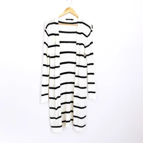 Doe & Rae White Striped Duster Cardigan- Size M