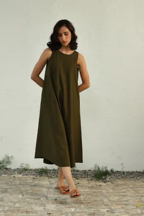 Earthy Green Halter Dress