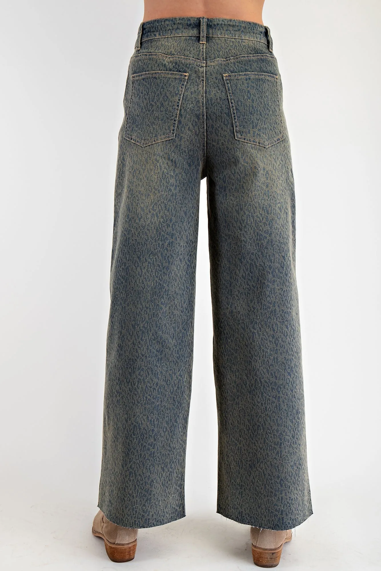 Easel Cheetah Printed Stretch Denim Pants