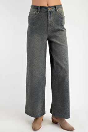 Easel Cheetah Printed Stretch Denim Pants