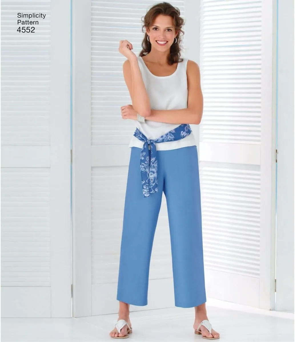 Easy-To-Sew 4552 plus Size Skirt, Pants, Dress, and Scarf Sewing Pattern for Women by Karen Z, Sizes BB (20W-28W)